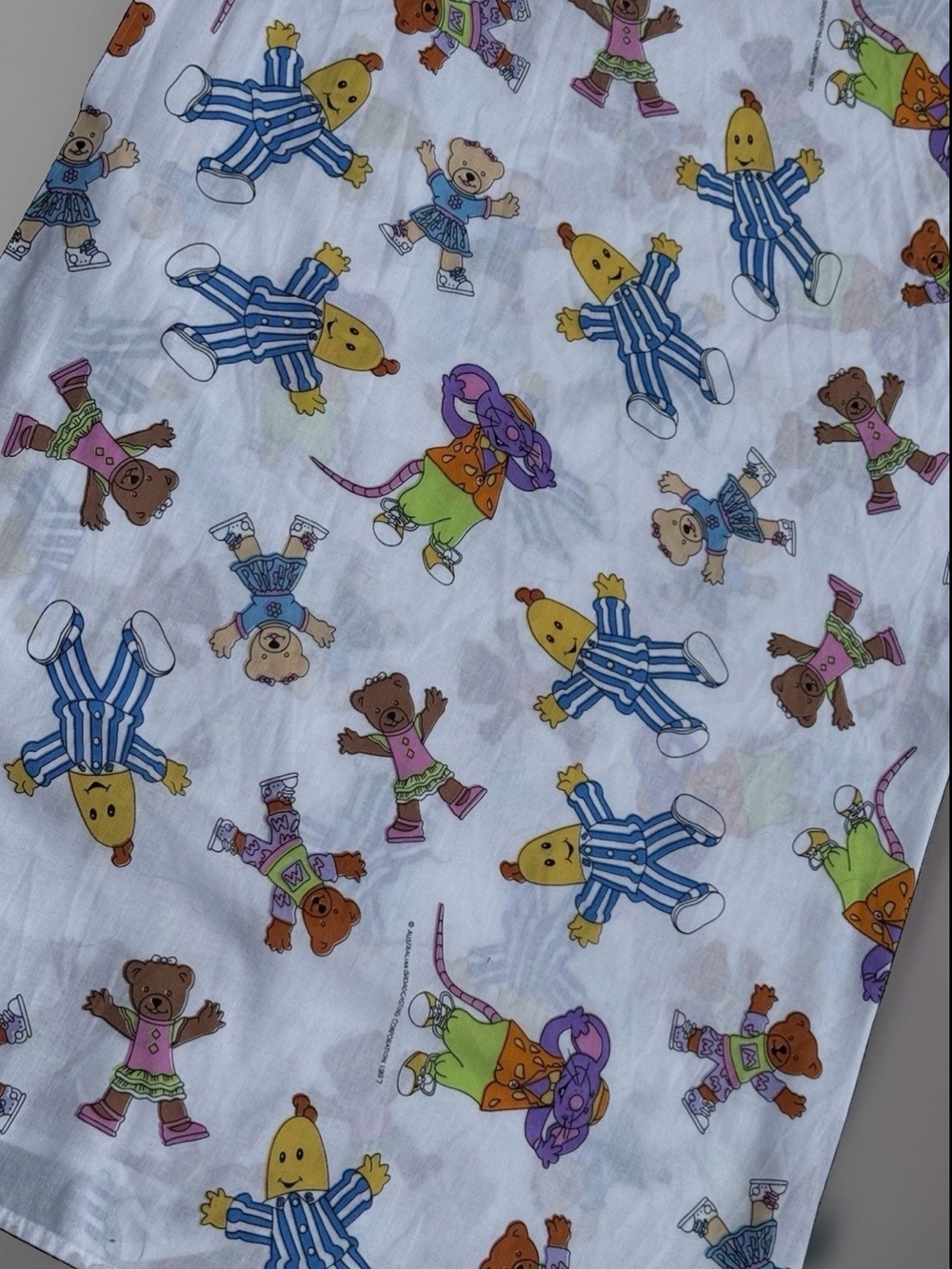 Bananas In Pyjamas full double Size Flat Sheet And Vintage 90s Australian rare